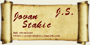 Jovan Stakić vizit kartica